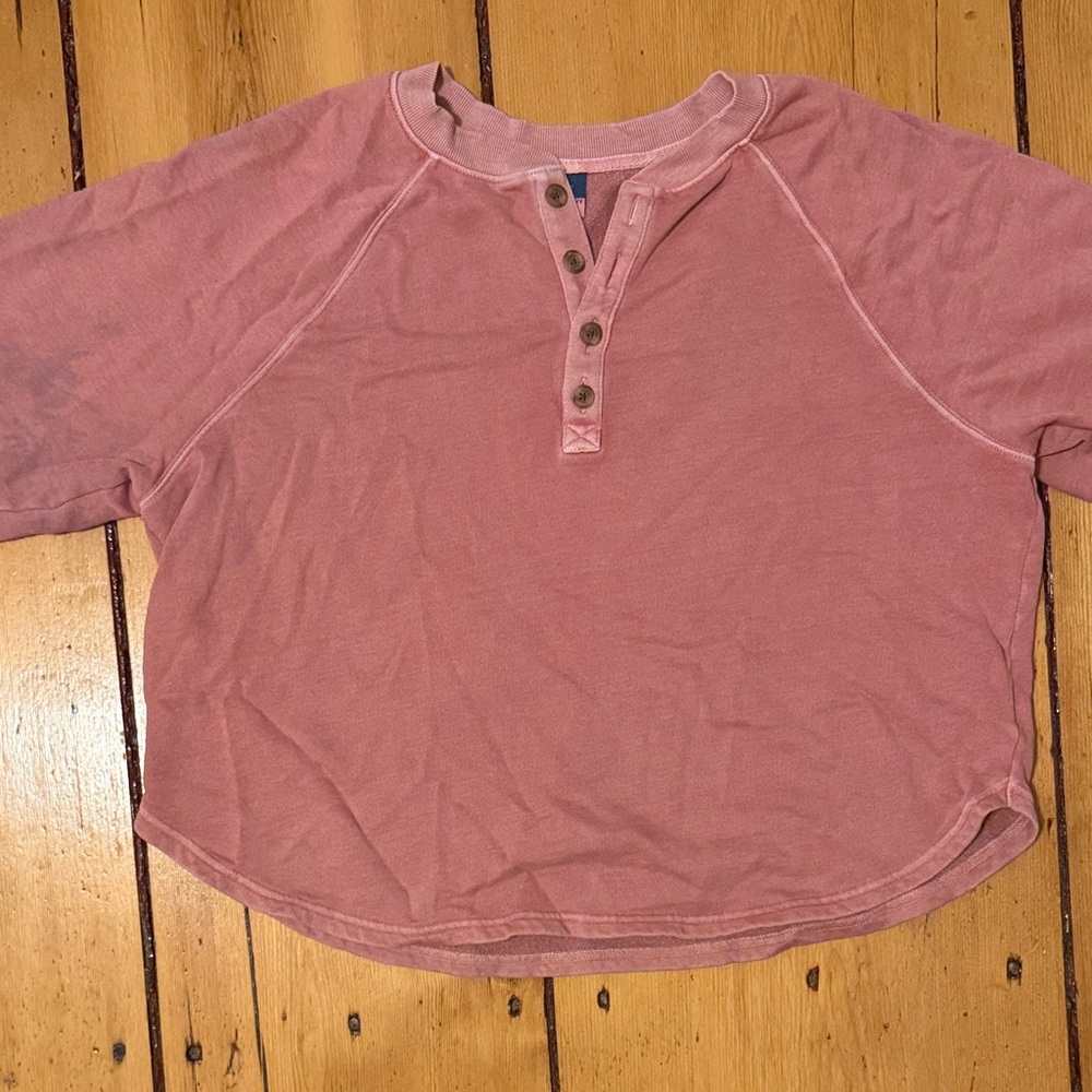 Old Navy Women's Pink Henley Sweatshirt